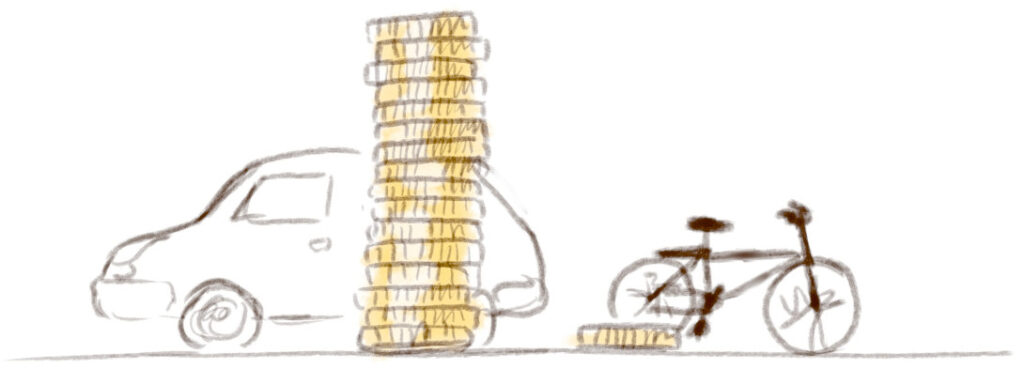 illustration cout voiture et vélo